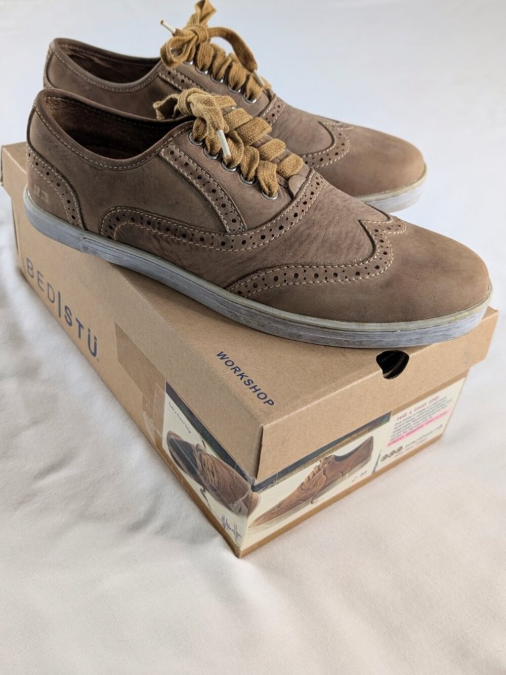 Bed Stu Tan Leather Lace Up Brogue Bauer Shoes With Box